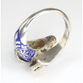 spectaculos inel " Aries ". champleve cobalt blue. Danemarca post-1950